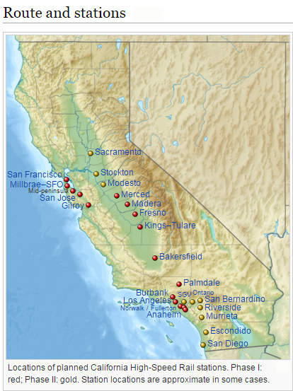 California High Speed Rail map