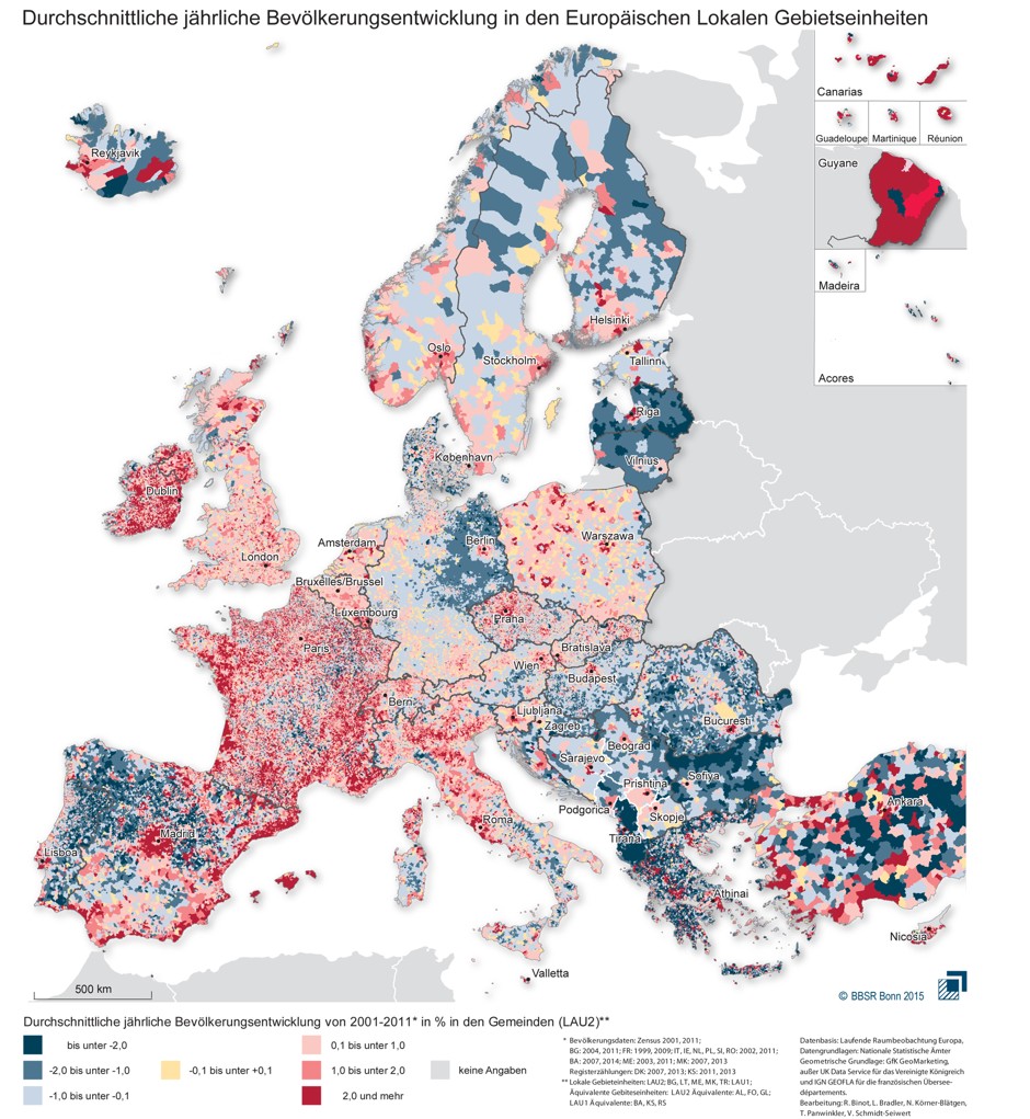 European urbanization patterns: 2001-2010